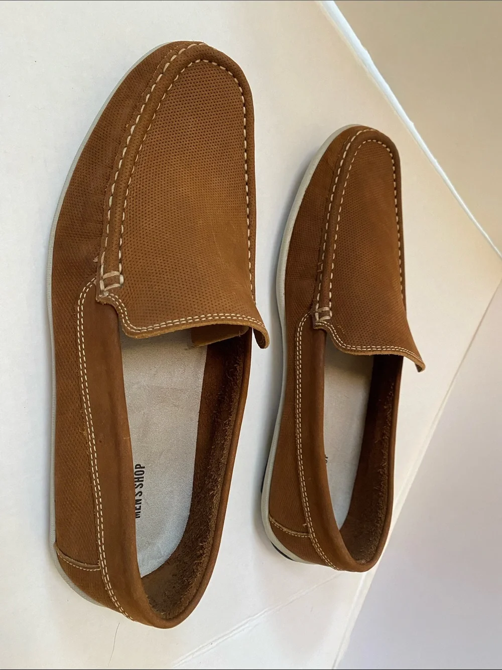 NWOT Nordstrom Men’s Tan Leather Slip-On Driving Round Toe Casual Moc Loafers 11